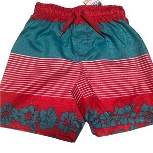 Highland Originals Hawaiian Island Tropical Hibiscus Boys Swim Trunks Sz 4 NWT